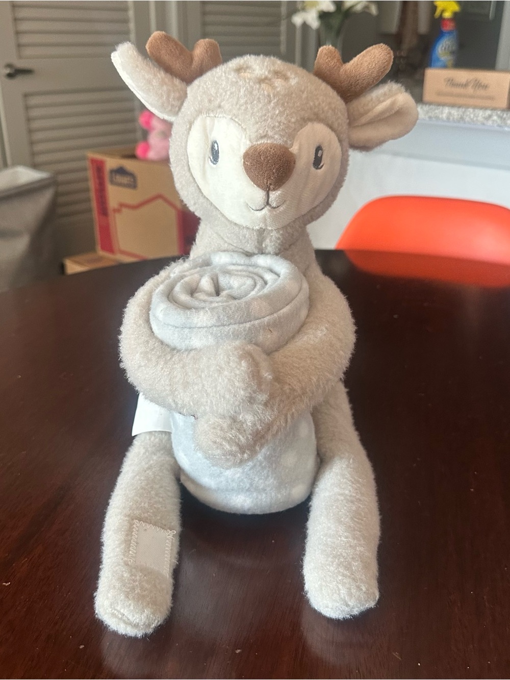 “My First Easter” Grayish Polka Dot Deer Stuffed Animal Plush W/ Blanket Soft